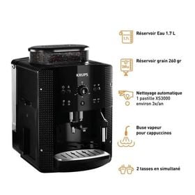 KRUPS Machine à café grain, 1.7 L, Cafetière espresso, Buse vapeur pour Cappuccino, 2 tasses en simultané, Essential YY8125FD