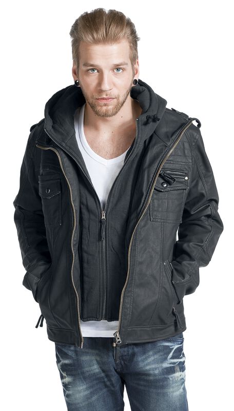 Black Rock - Veste en imitation cuir - noir par Brandit