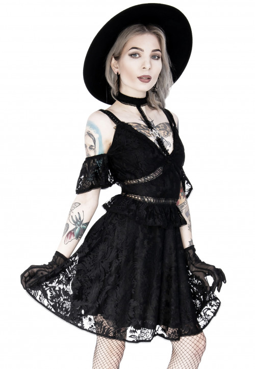 Pentagram Lace With Collar Black - Robe