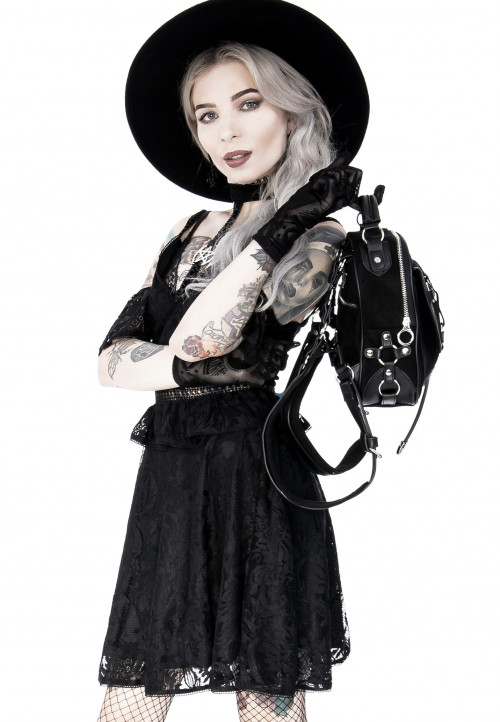 Pentagram Lace With Collar Black - Robe