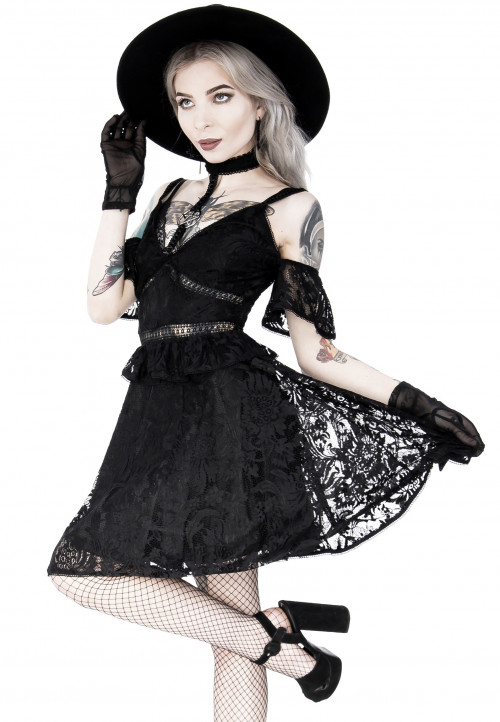 Pentagram Lace With Collar Black - Robe