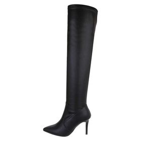 BOTTES GENOUILLÈRES NOIRES TALON FIN