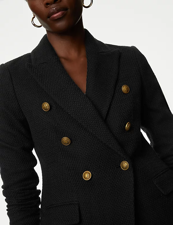 Blazer coupe croisée en tweed 100 % coton