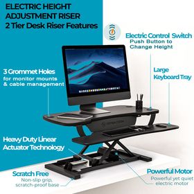 PowerPro® Electric Standing Desk Converter With USB Charging2