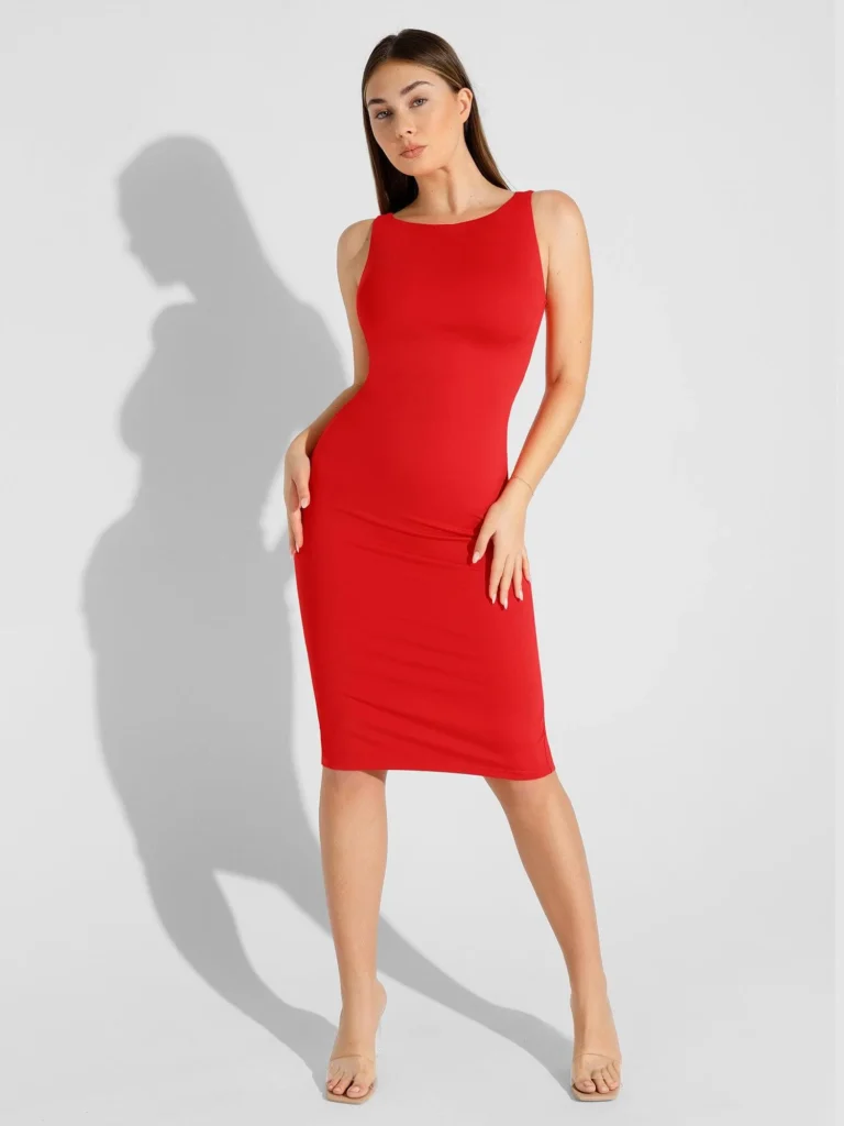 Workwear Built-In Shapewear Sleeveless Midi Dress